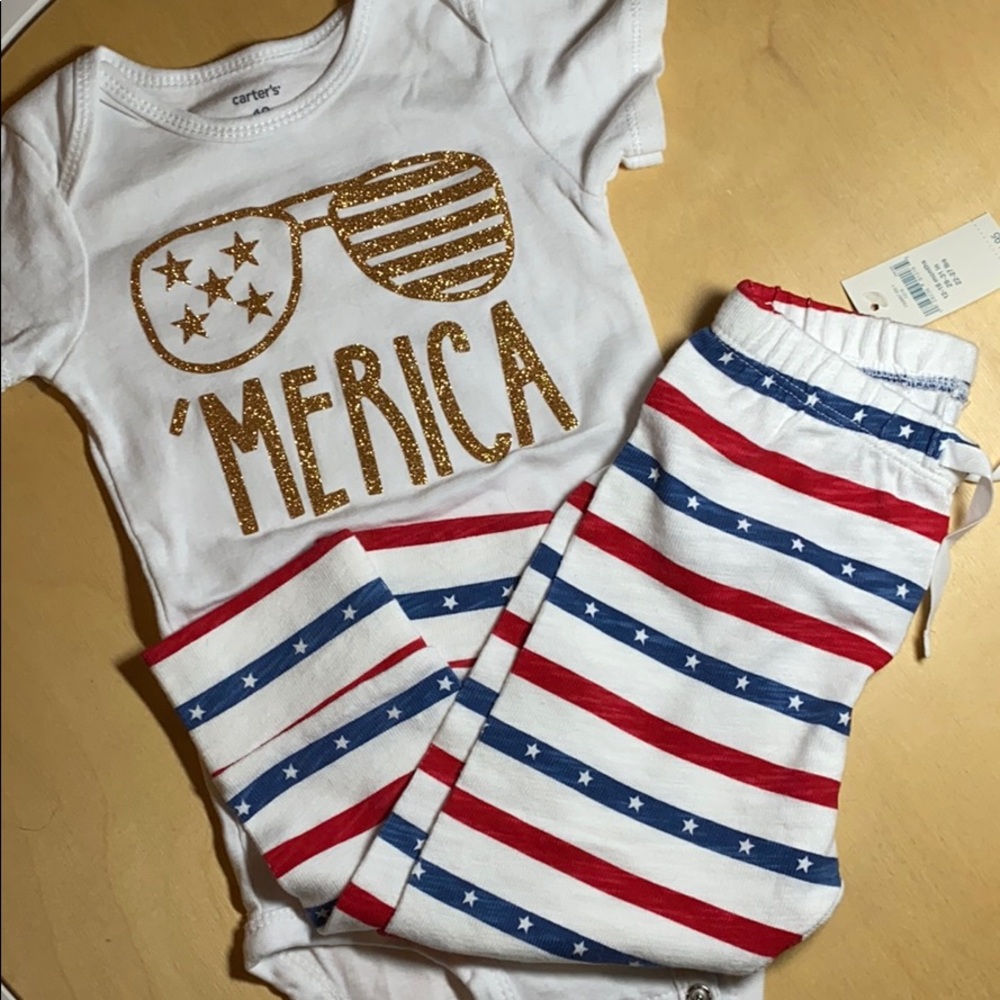 Baby gap red white blue stars n stripes merica